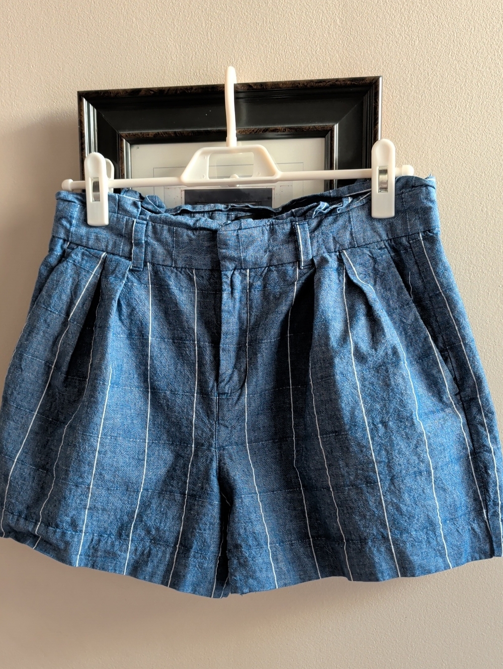 Banana Republic High-Rise Linen Blend Windowpane Print Shorts